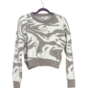 William Rast Chenille Cropped Sweater Coastal Artsy Abstract Intarsia Knit